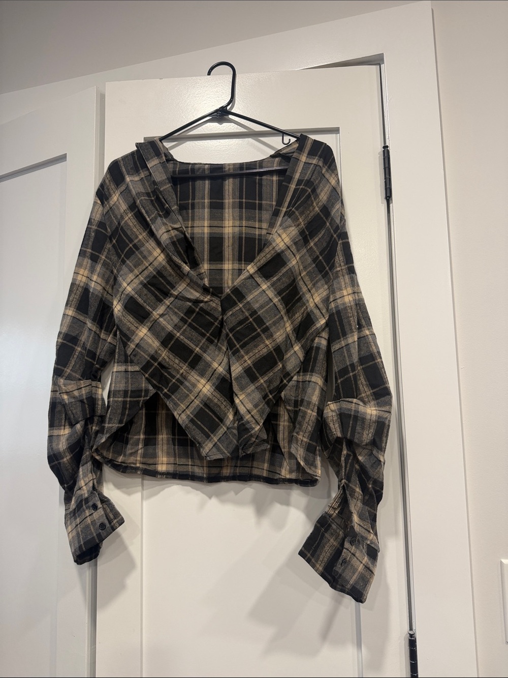Plaid cinched waist top